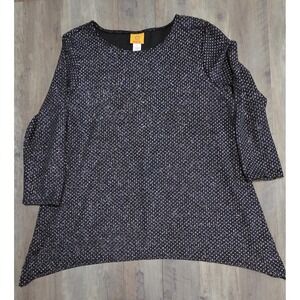 Ruby Rd. Black Long Sleeve Shirt With Beaded Pearls And Sparkles Women L